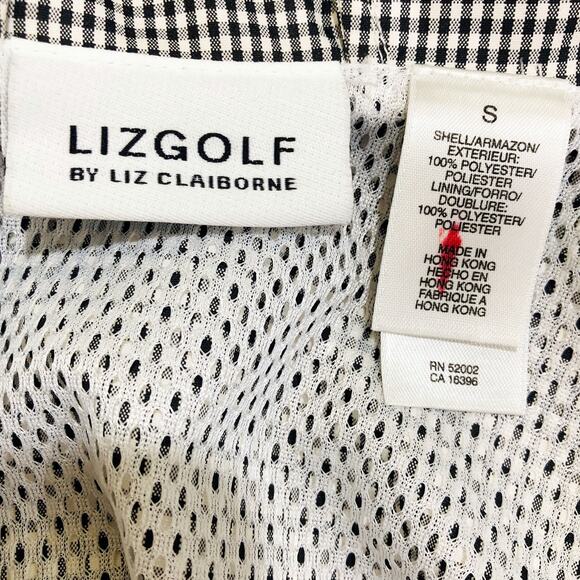 LIZGOLF Liz Claiborne Black White Pull-Over Gingham Wind Breaker Jacket Small - Picture 8 of 9